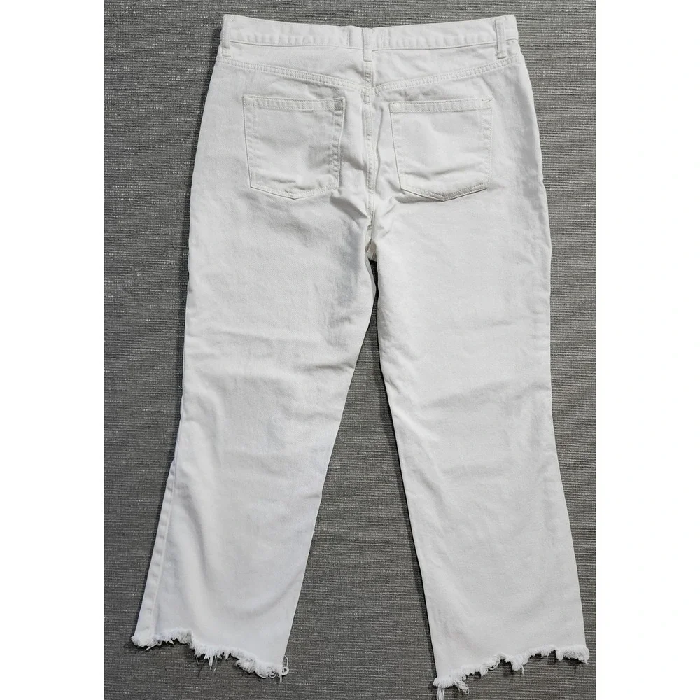 We The Free Free People White Distressed Raw Hem‎ Button Fly Jeans Size 31